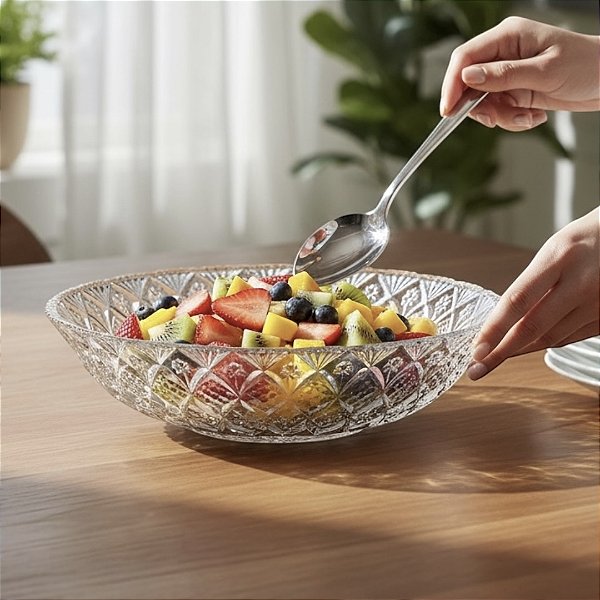 CENTRO DE MESA E PRATO PARA SERVIR DE VIDRO 30CM