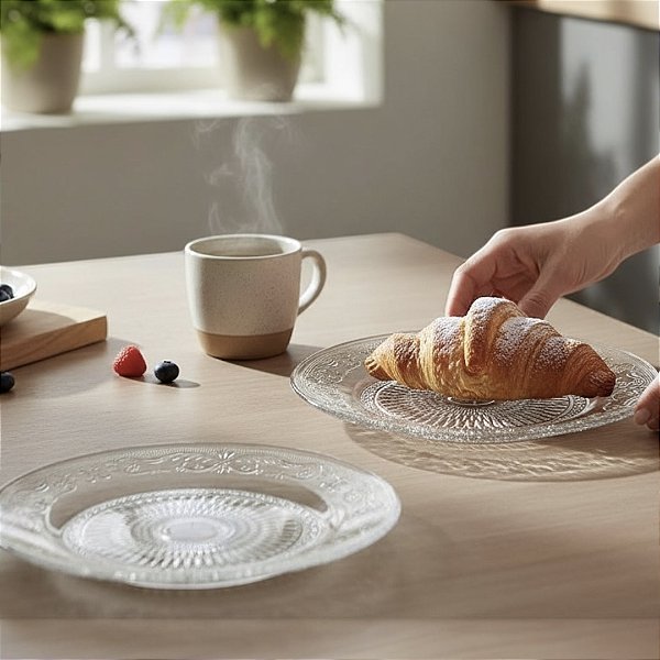 PRATO DE VIDRO PARA SERVIR E SOBREMESA TURIM