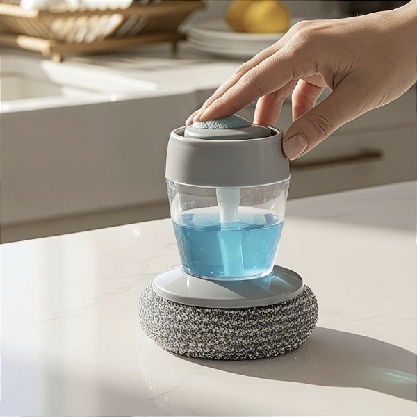 ESPONJA PORTA DETERGENTE 80 ML AÇO E PLÁSTICO.