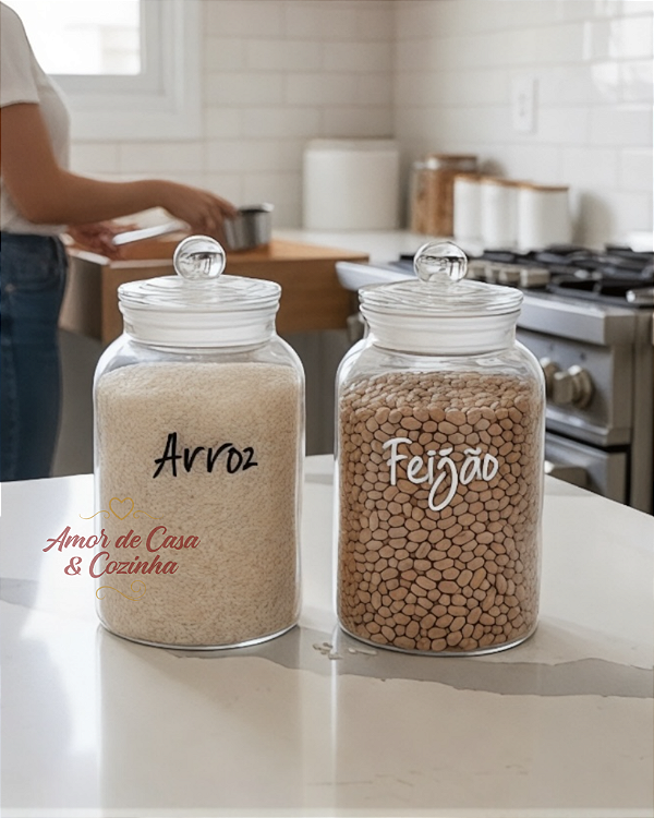 KIT 2 POTES DE VIDRO HERMÉTICO ARENA 1,5L PERSONALIZADO