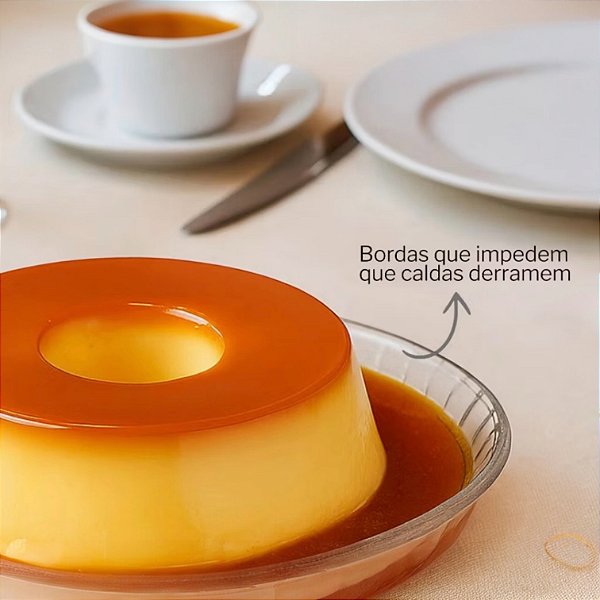PRATO DE VIDRO PARA BOLO PUDIM TORTA COM BORDA 30CM