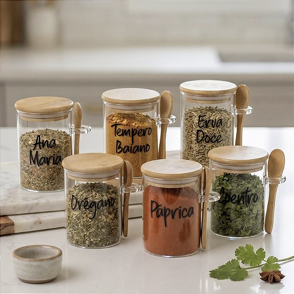 KIT POTE JADE 200ML COM TAMPA E COLHER DE BAMBU PERSONALIZADO