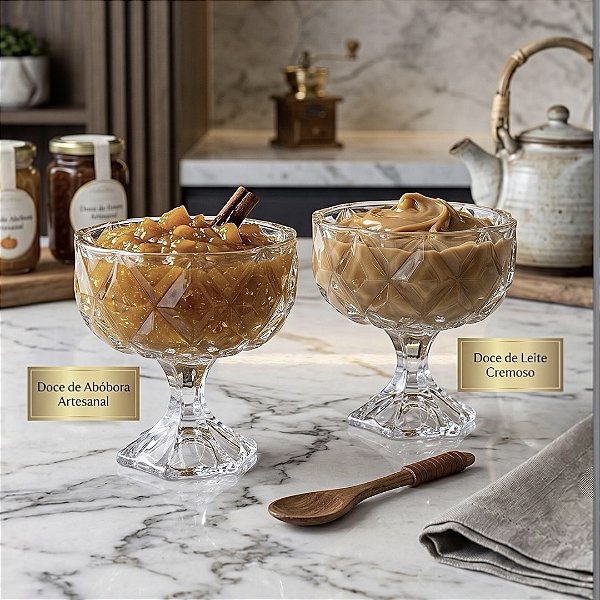 CONJUNTO 2 CENTROS DE MESA  DELI DIAMOND COM PÉ 600ml