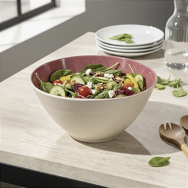 SALADEIRA MELAMINA AQUA AZUL CINZA OU VERMELHA