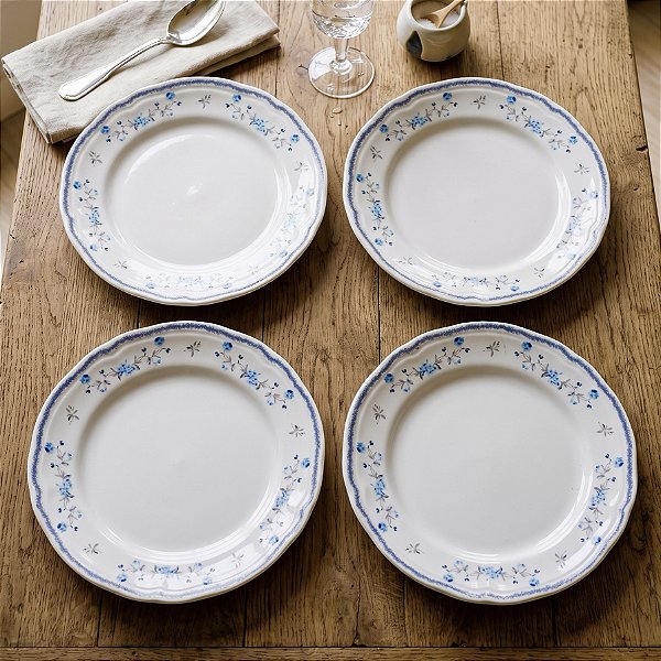CONJUNTO 4 PRATOS SOBREMESA WOLFF FLORESCER AZUL