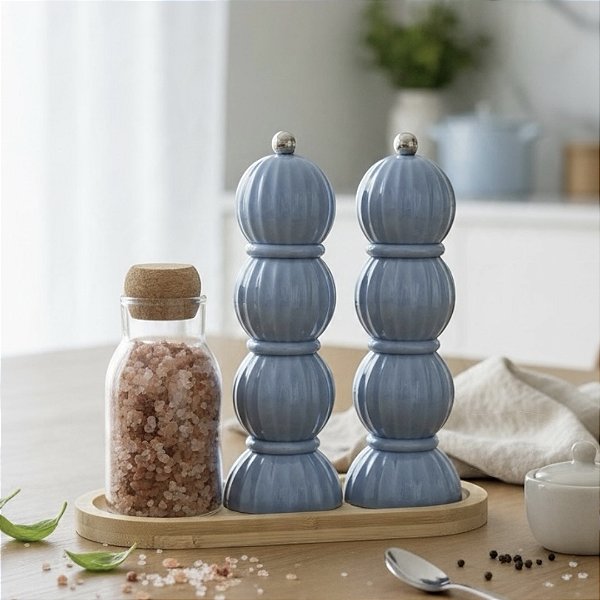 MOEDOR PARA SAL PIMENTA 11CM AZUL BEGE