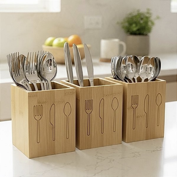 PORTA TALHER DE BAMBU 12CM