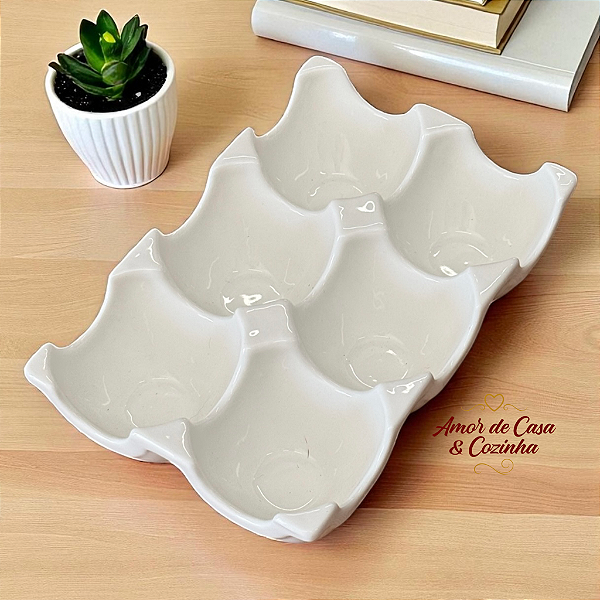 PORTA OVOS DE PORCELANA 6 UNIDADES