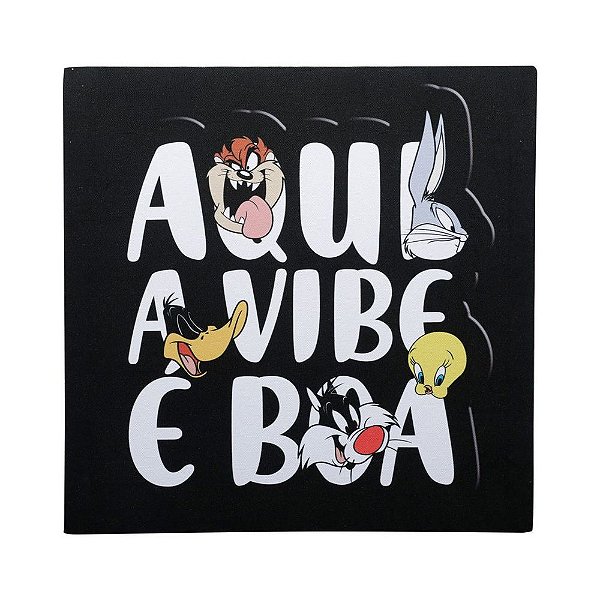 TELA LOONEY TUNES GOOD VIBES FD PRETO