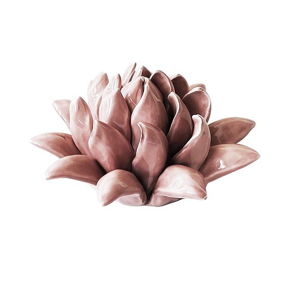 FLOR ROSA EM CERÂMICA DECORATIVA