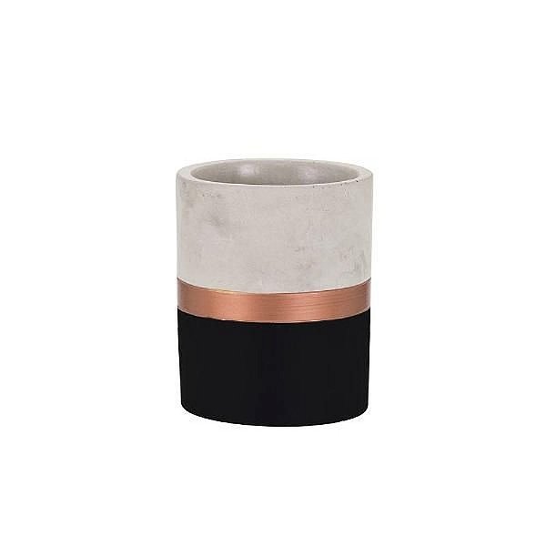 VASO PRETO E COBRE EM CIMENTO P