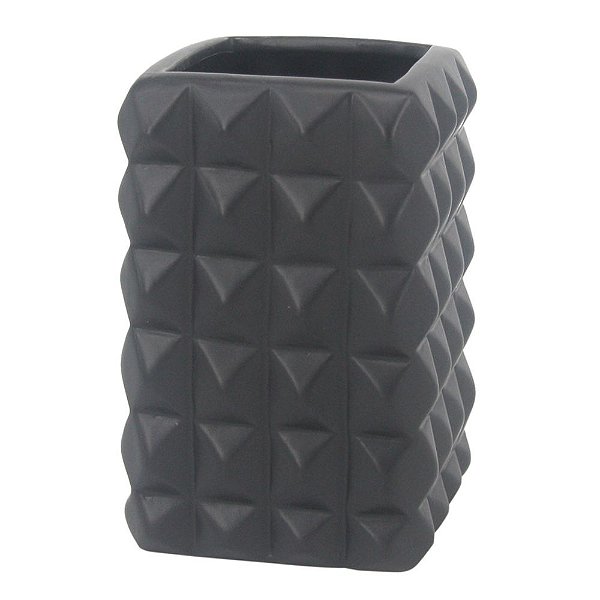 VASO CERÂMICA PRETO GEOMÉTRICO