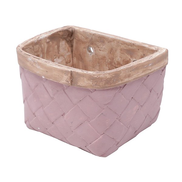 VASO DE PAREDE EM CONCRETO ROSA