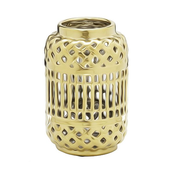 VASO DECORATIVO EM CERÂMICA DOURADO 26CM