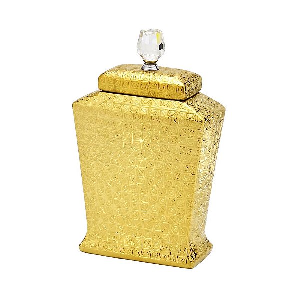 POTICHE DECORATIVO EM CERÂMICA DOURADO