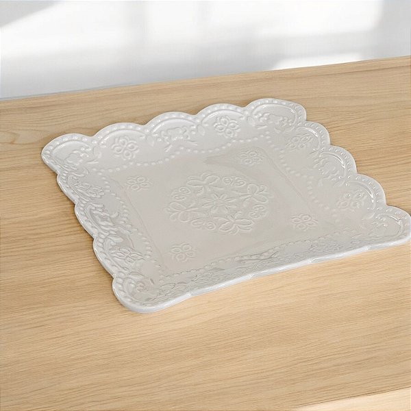 PRATO CERÂMICA DECORATIVO QUADRADO