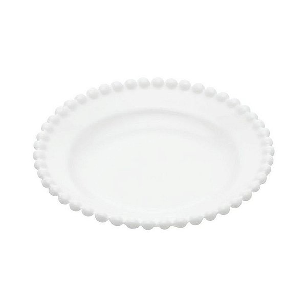 PRATO  EM CERÂMICA ROUND BEADS BRANCO