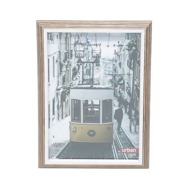 PORTA RETRATO DE MADEIRA FINE TOUCH MARROM E BRANCO