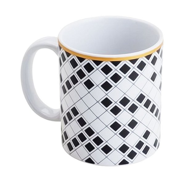 CANECA DE PORCELANA BRANCA E PRETA ARGOS 330ML
