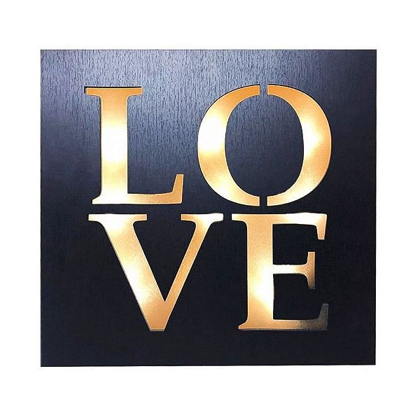QUADRO LOVE PRETO COM LUZ