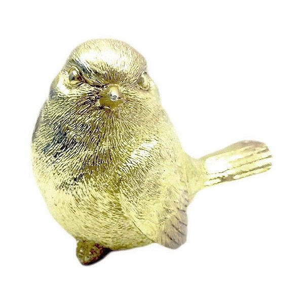 PASSARRO DECORATIVO FEITO EM RESINA DOURADO