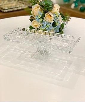 TRAVESSA CRISTAL DE CHUMBO COM PÉ TRANSPARENTE  34X14X10