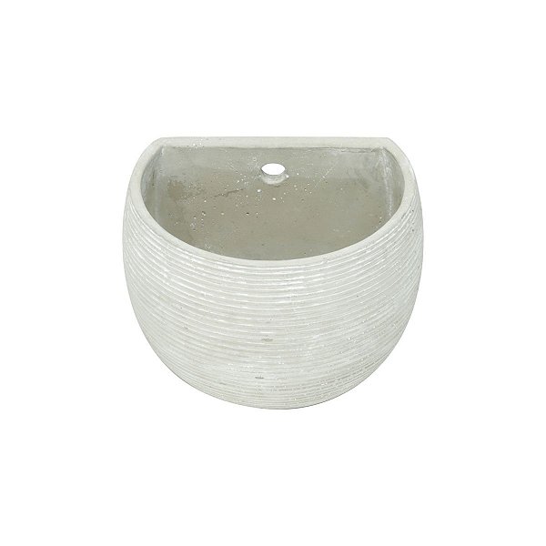VASO EM CONCRETO CIRCULAR PRA PAREDE CINZA
