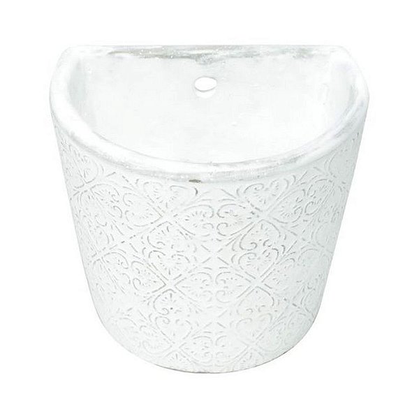 VASO EM CONCRETO PRA PAREDE BRANCO 14CM