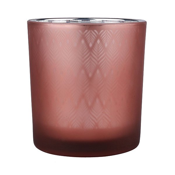 CASTIÇAL DE VIDRO ROSÊ 8CM