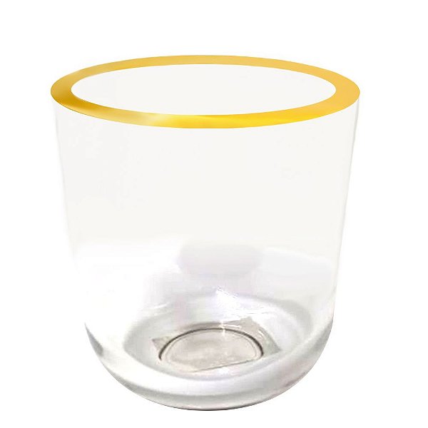 VASO DE VIDRO COM BORDA DOURADA