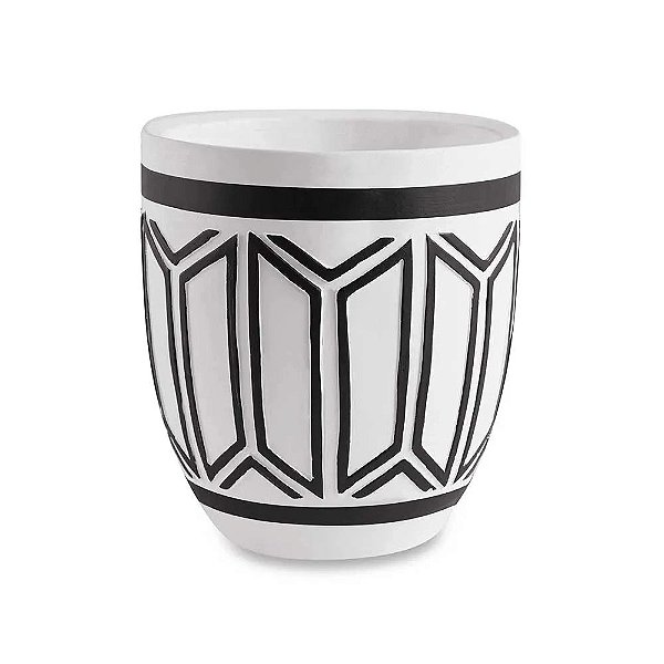 CACHEPOT BRANCO E PRETO EM CIMENTO PEQUENO