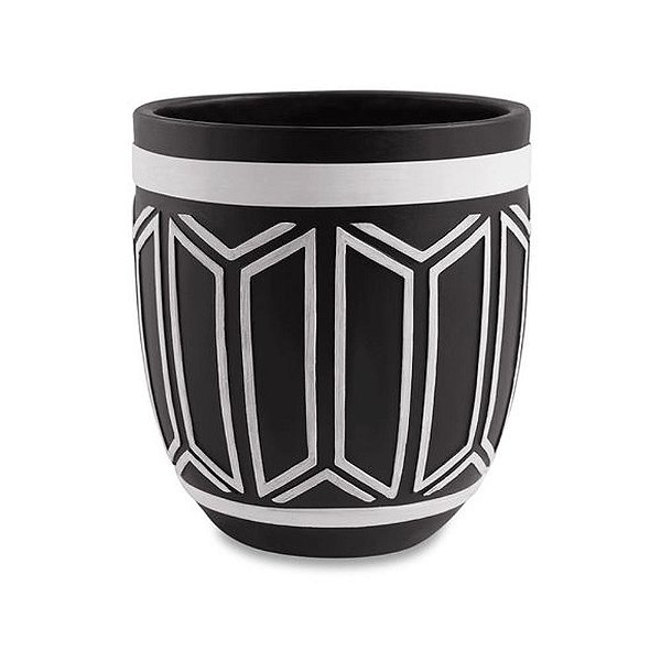 CACHEPOT PRETO E BRANCO EM CIMENTO PEQUENO