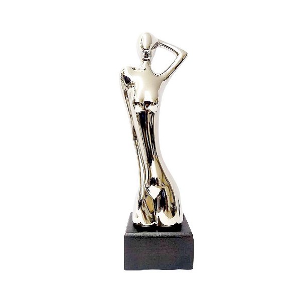 ESTATUETA PRATEADA MULHER ALTA