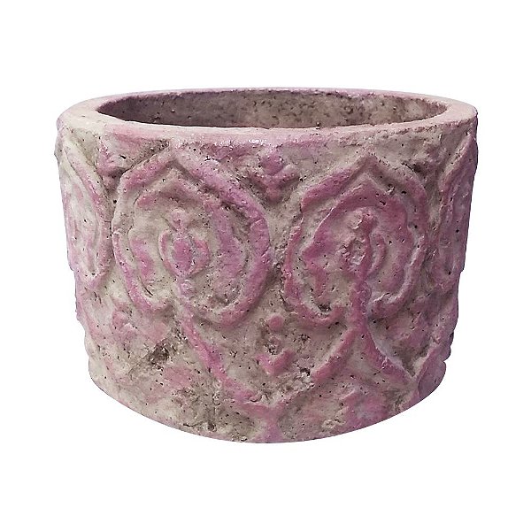 CACHEPOT EM CIMENTO ROSA RELEVO
