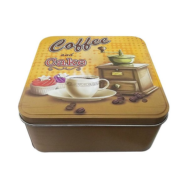 LATA DECORATIVA EM METAL MARROM COFFEE