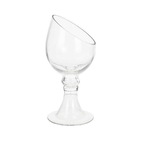 VASO DE VIDRO DECORATIVO COM PÉ TRANSPARENTE