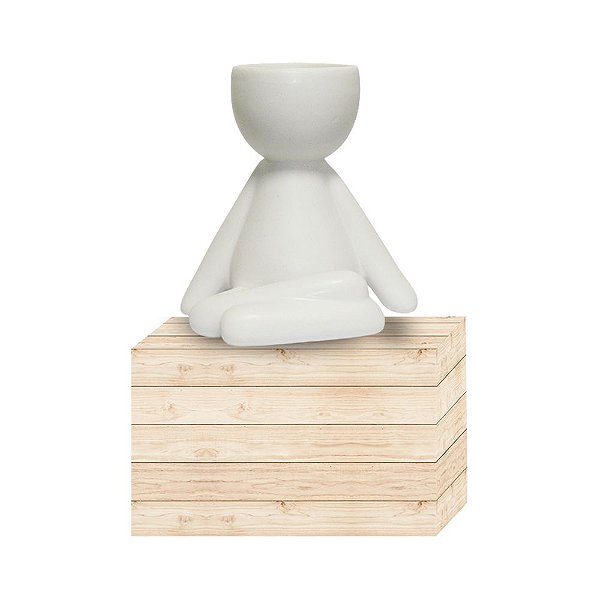 VASO BOB RESINA BRANCO SENTADO PERNA CRUZADA