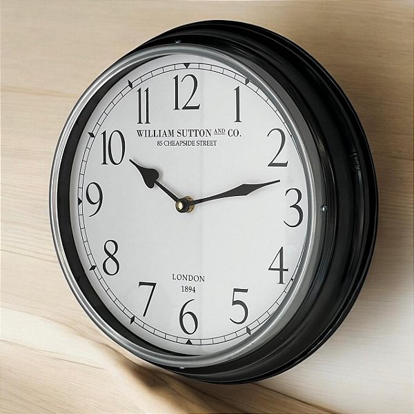 RELÓGIO DE PAREDE RETRÔ MÉDIO FERRO E VIDRO 32CM