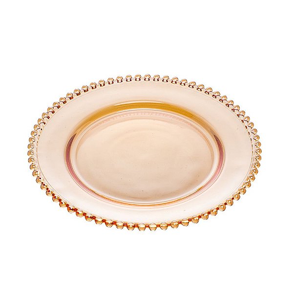 PRATO RASO DE CRISTAL PEARL ÂMBAR 28cm