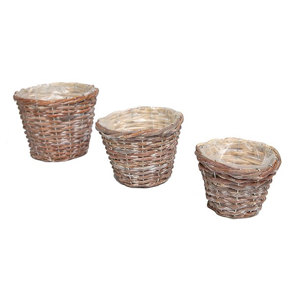 CACHEPOT REDONDO VIME NATURAL COM 3 PEÇAS