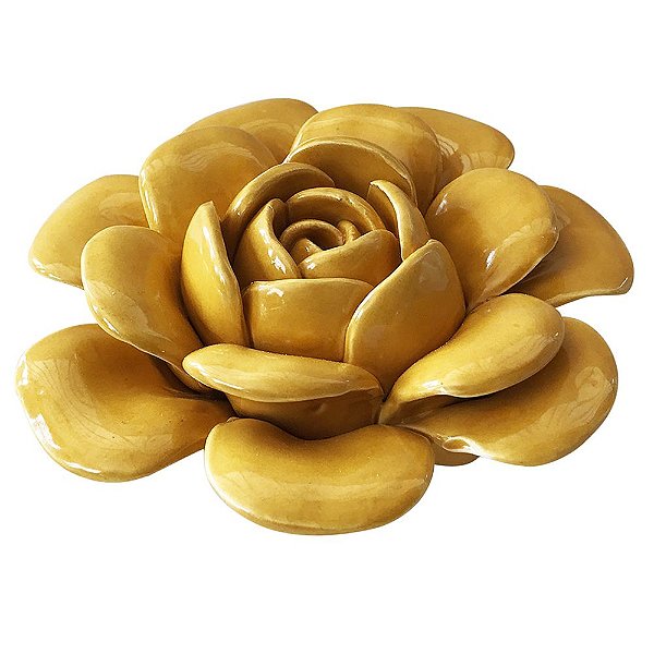 FLOR AMARELA DECORATIVA EM CERÂMICA