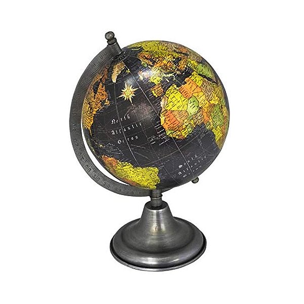 GLOBO DECORATIVO EM METAL CINZA E PRATEADO