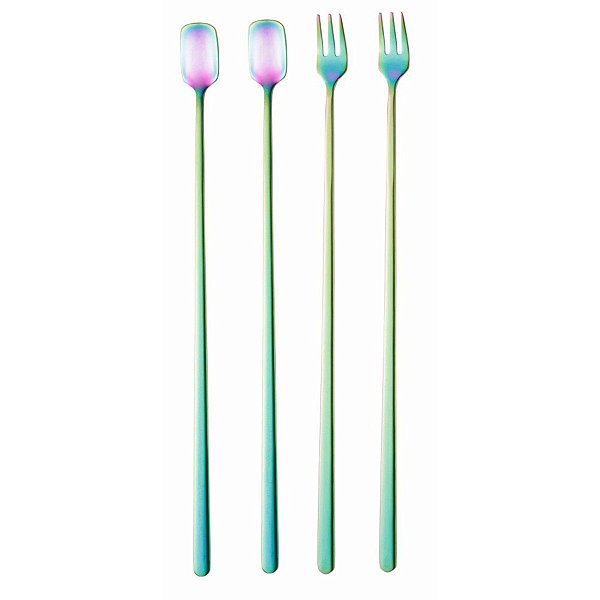CONJUNTO 4 PEÇAS AÇO INOX LONG DRINK RAINBOW