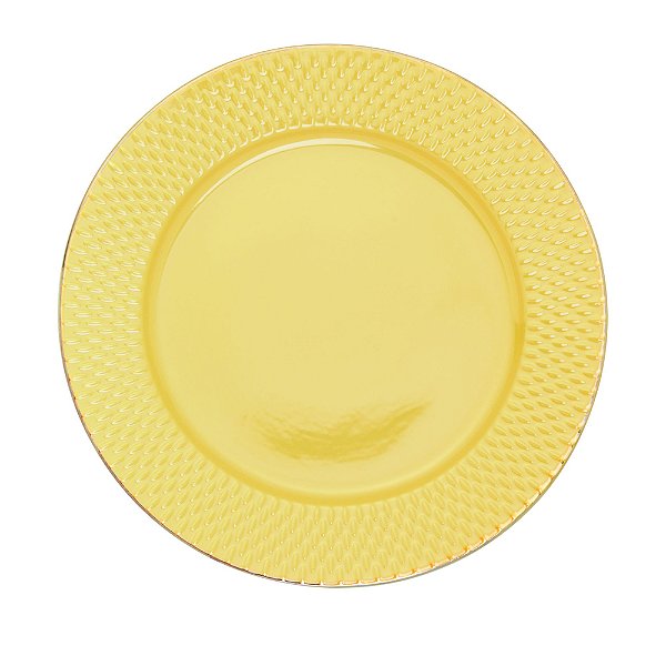 PRATO RASO PORCELANA DROPS AMARELO