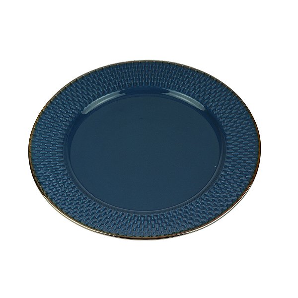 PRATO RASO PORCELANA DROPS AZUL