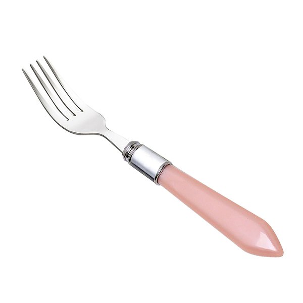 GARFO PARA SOBREMESA DE AÇO INOX COM CABO DE PLÁSTICO MOTHER PEARL ROSA