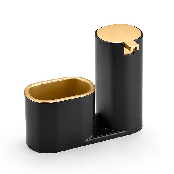 PORTA DETERGENTE/BUCHA  PRETO/DOURADO