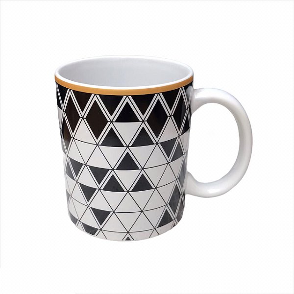 CANECA DE PORCELANA OLIMPIA PRETO E BRANCA