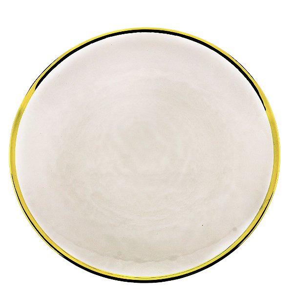 PRATO SOBREMESA CRISTAL COM BORDA DOURADA AGATE