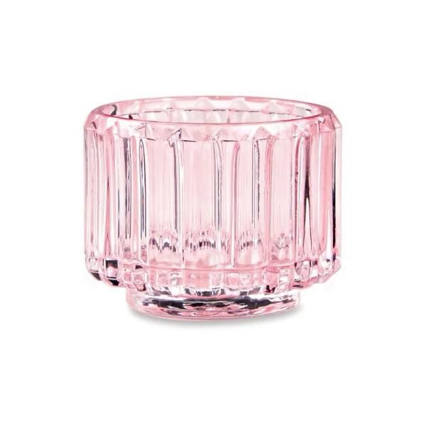 PORTA VELAS ROSA DE VIDRO